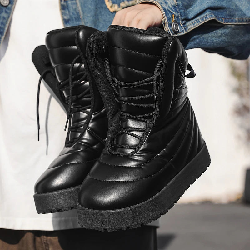 Men's high top sneakers for autumn and winter, thick, warm, versatile, trendy, bread shoes, casual sports shoes, snow boots