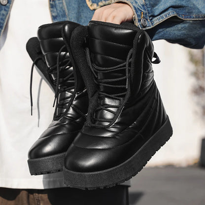 Men's high top sneakers for autumn and winter, thick, warm, versatile, trendy, bread shoes, casual sports shoes, snow boots