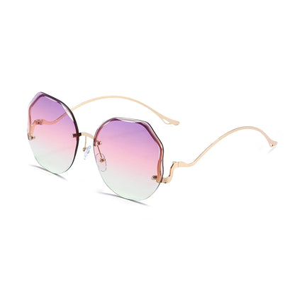Vintage Oversized Square Cat Eye Sunglasses Women Metal Frame UV400 Protection
