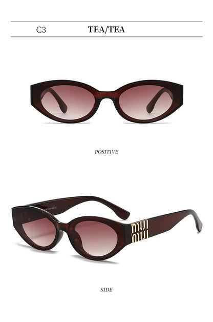 Luxury Glamour Sunglasses For Women And Men Oval Minimalist Fashion Brand Sun Glasses Unisex Stylish Shades UV400