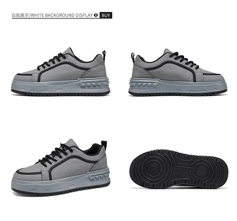 Sneakers Casual Mens Original Designer Solid Board Shoes Fashion Leather Breathable Height Increased Flat Platform Sports Shoes