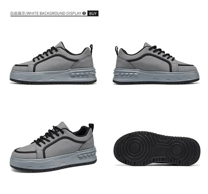 Sneakers Casual Mens Original Designer Solid Board Shoes Fashion Leather Breathable Height Increased Flat Platform Sports Shoes