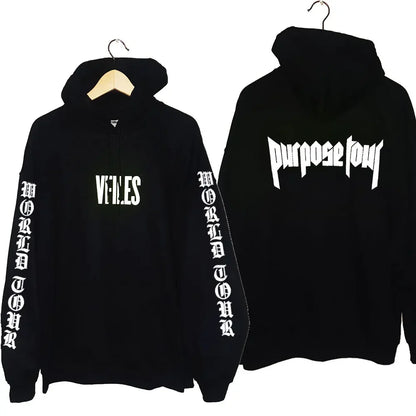 Hoodies Men Justin Bieber Purpose Tour fashion Print Hip Hop Streetwear Fleece Warm Hoody Men Women Pullover Hoodie Sweatshirt