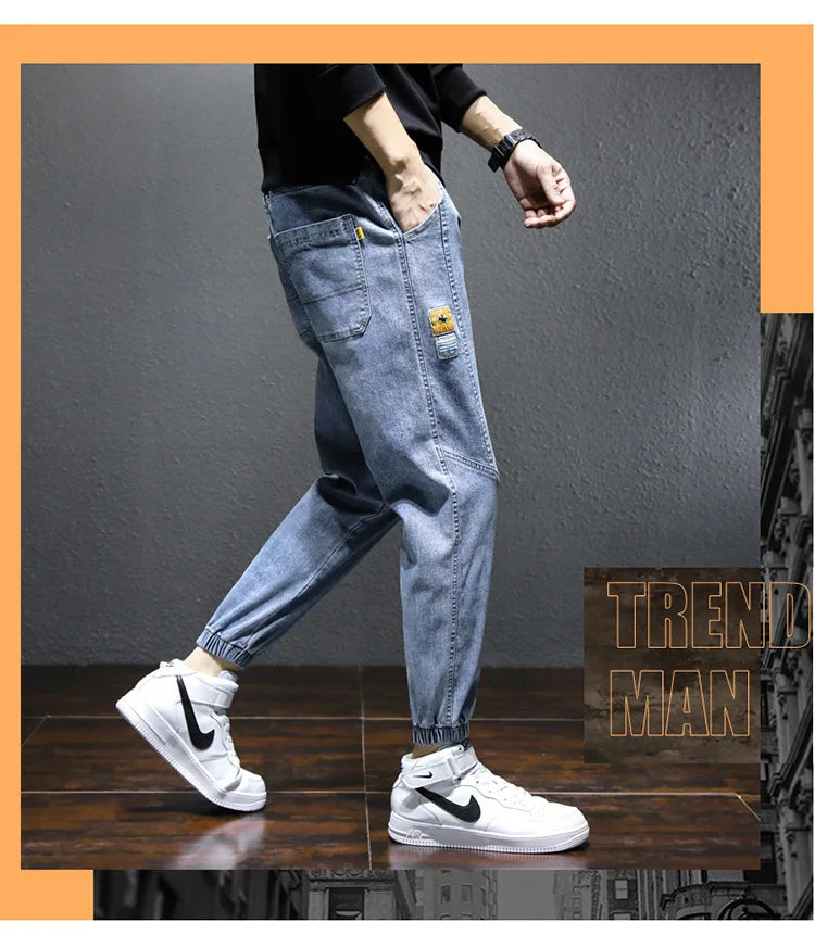 Mens Jeans Harem Pants Fashion Pockets Desinger Loose fit Baggy Moto Jeans Men Stretch Retro Streetwear Relaxed Tapered Jeans