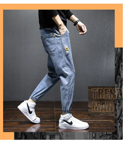 Mens Jeans Harem Pants Fashion Pockets Desinger Loose fit Baggy Moto Jeans Men Stretch Retro Streetwear Relaxed Tapered Jeans