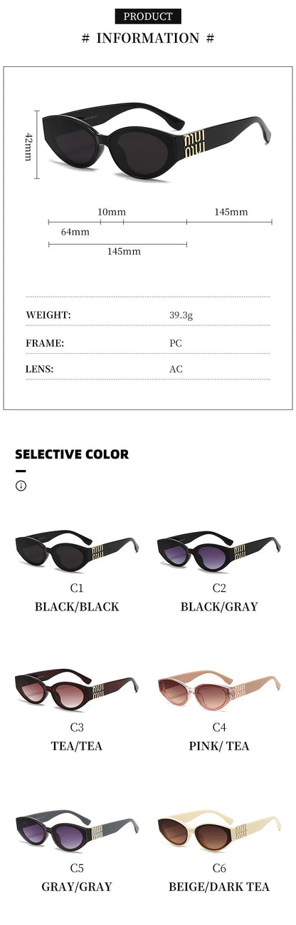 Luxury Glamour Sunglasses For Women And Men Oval Minimalist Fashion Brand Sun Glasses Unisex Stylish Shades UV400