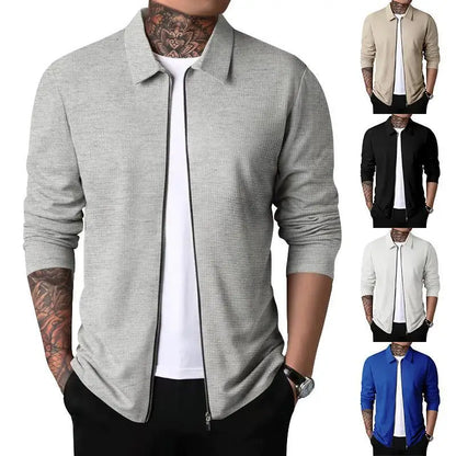 Outerwear Men's Autumn New Youth Waffle Lapel Slim Cardigan Men's Jacket  Ropa De Hombre Techwear Baseball Jacket Jaquetas