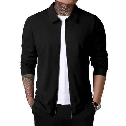 Outerwear Men's Autumn New Youth Waffle Lapel Slim Cardigan Men's Jacket  Ropa De Hombre Techwear Baseball Jacket Jaquetas