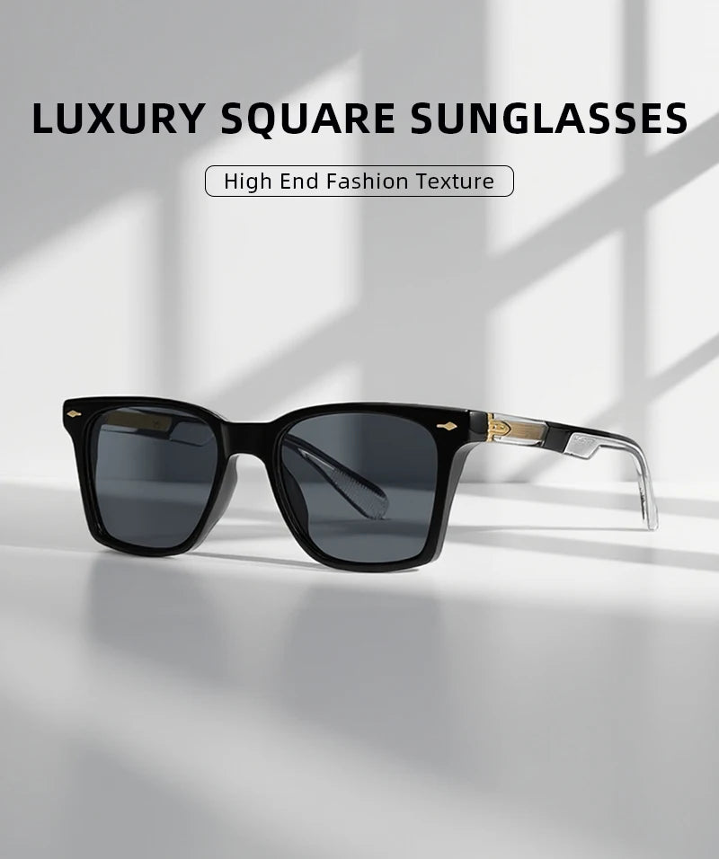 Luxury Square Sunglasses Men Women Retro Business Sun Glasses Male Daily Driving Travelling Shades UV400