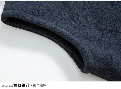 Outerwear Fleece Vest Men Autumn Winter Sleeveless Fleece Jacket Solid Color Warm Vest Outdoor Casual Fashion Hiking Polar Suit