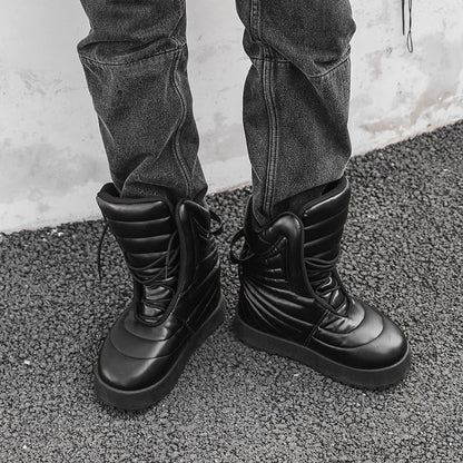 Men's high top sneakers for autumn and winter, thick, warm, versatile, trendy, bread shoes, casual sports shoes, snow boots