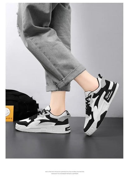 Men's Sneakers Men's Comfortable Platform Shoes 2024 Trend Lace-up Vulcanized Shoes White Casual Sneakers Zapatillas