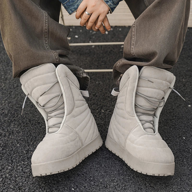 Men's high top sneakers for autumn and winter, thick, warm, versatile, trendy, bread shoes, casual sports shoes, snow boots