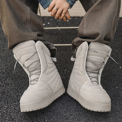Men's high top sneakers for autumn and winter, thick, warm, versatile, trendy, bread shoes, casual sports shoes, snow boots