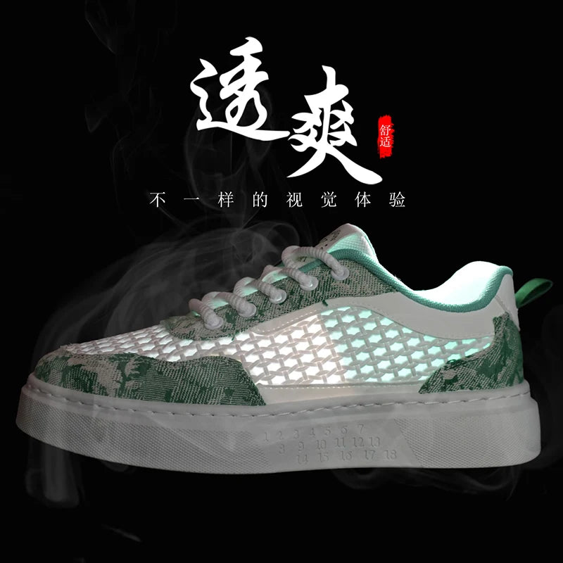 New Sneakers Casual Mens Designer Ethnic Style Board Shoes Fashion Fabric Breathable Increased Internal Flat Platform Shoes39-44