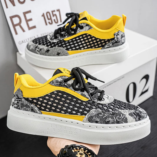 New Sneakers Casual Mens Designer Ethnic Style Board Shoes Fashion Fabric Breathable Increased Internal Flat Platform Shoes39-44