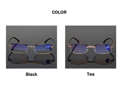 Reading Glasses Men Anti Blue Rays Presbyopia Goggles Women Vintage Rimless Eyewear Diopter +1.0 1.5 2.0 2.5 3.0 3.5 4.0 Окуляри