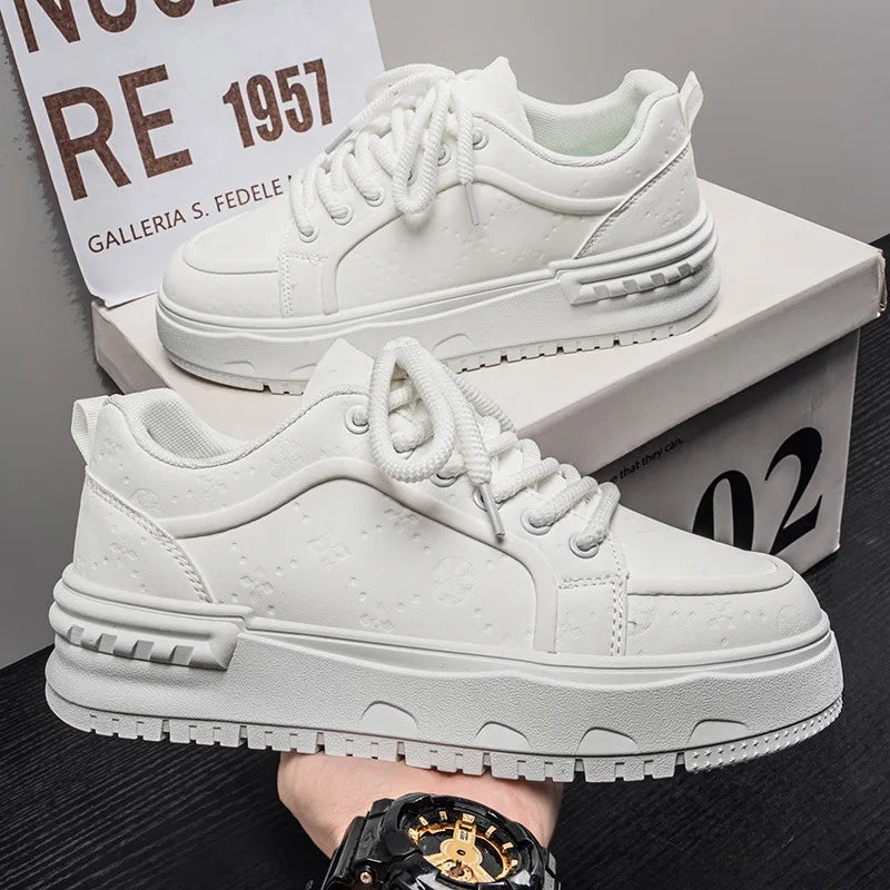 Sneakers Casual Mens Original Designer Solid Board Shoes Fashion Leather Breathable Height Increased Flat Platform Sports Shoes