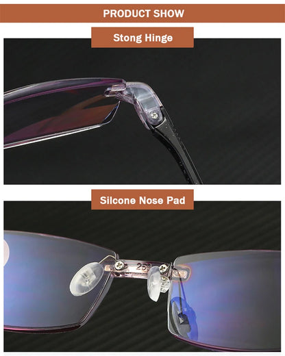 Reading Glasses Men Anti Blue Rays Presbyopia Goggles Women Vintage Rimless Eyewear Diopter +1.0 1.5 2.0 2.5 3.0 3.5 4.0 Окуляри