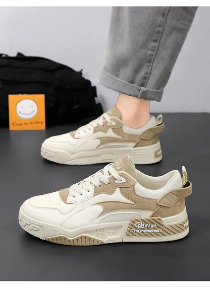 Men's Sneakers Men's Comfortable Platform Shoes 2024 Trend Lace-up Vulcanized Shoes White Casual Sneakers Zapatillas