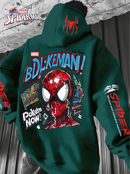Men'S Hooded Hoodie Spider-Man Graffiti StyleFull of Personalized Back Cartoon Print Winter New Commuter Street Casual Hoodie