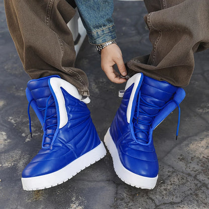Men's high top sneakers for autumn and winter, thick, warm, versatile, trendy, bread shoes, casual sports shoes, snow boots