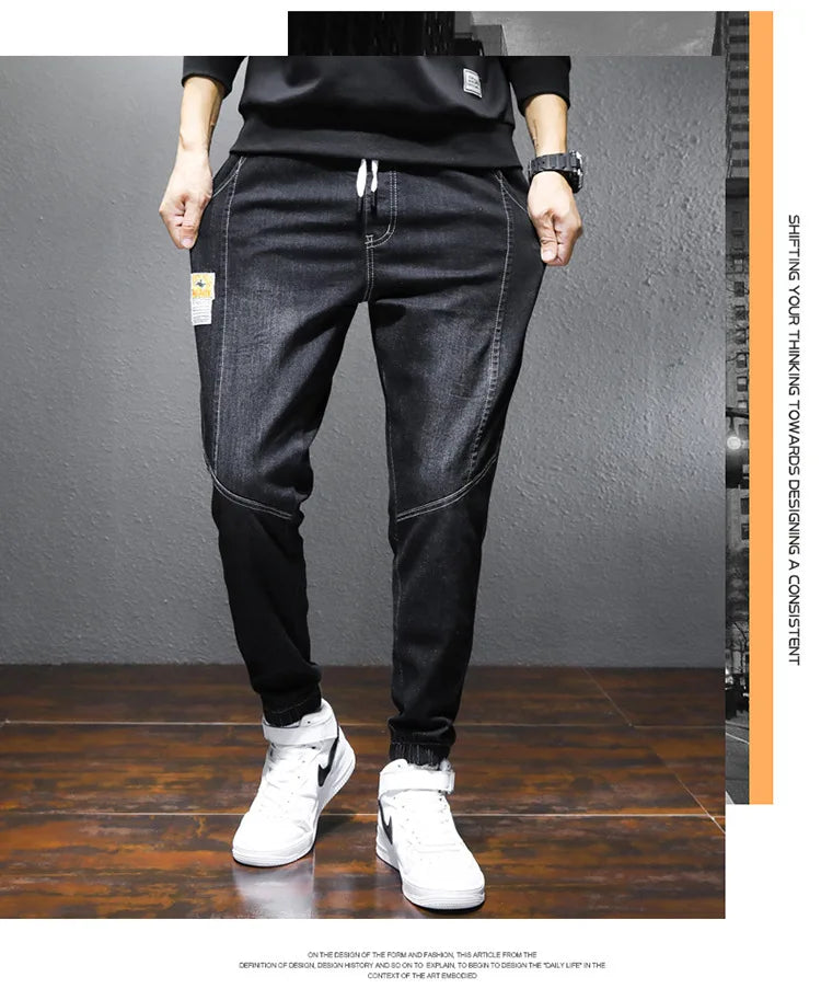 Mens Jeans Harem Pants Fashion Pockets Desinger Loose fit Baggy Moto Jeans Men Stretch Retro Streetwear Relaxed Tapered Jeans