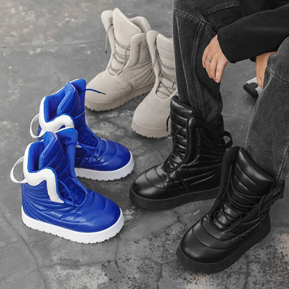 Men's high top sneakers for autumn and winter, thick, warm, versatile, trendy, bread shoes, casual sports shoes, snow boots