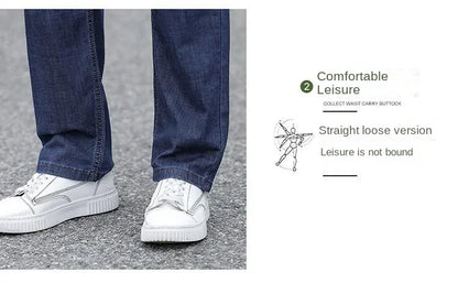 Jeans Men's Summer Straight Leg Loose Large Leg Autumn Thick Wear-resistant Men's Casual Pants Korean Trousers