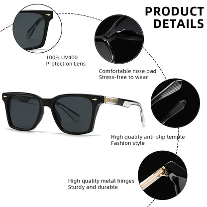 Luxury Square Sunglasses Men Women Retro Business Sun Glasses Male Daily Driving Travelling Shades UV400