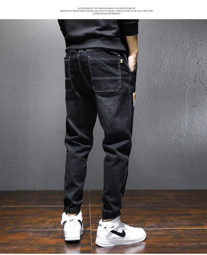 Mens Jeans Harem Pants Fashion Pockets Desinger Loose fit Baggy Moto Jeans Men Stretch Retro Streetwear Relaxed Tapered Jeans