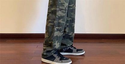 Jeans for Men Spliced Cargo Male Cowboy Pants Camouflage Trousers Punk Straight Xs Y 2k Vintage New in Retro 2025 Trend Baggy