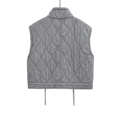 2026 Autumn Winter Fashion Washing Waistcoat Vintage Sleeveless Female Outerwear Chic Vest Tank Top Women Standing Collar Light