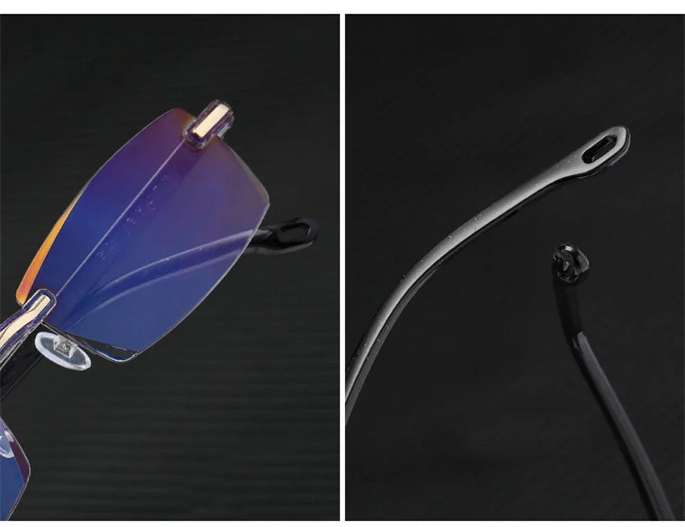 Reading Glasses Men Anti Blue Rays Presbyopia Goggles Women Vintage Rimless Eyewear Diopter +1.0 1.5 2.0 2.5 3.0 3.5 4.0 Окуляри