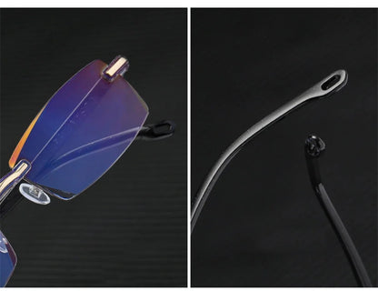 Reading Glasses Men Anti Blue Rays Presbyopia Goggles Women Vintage Rimless Eyewear Diopter +1.0 1.5 2.0 2.5 3.0 3.5 4.0 Окуляри