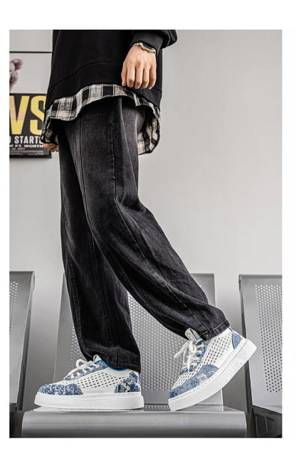 New Sneakers Casual Mens Designer Ethnic Style Board Shoes Fashion Fabric Breathable Increased Internal Flat Platform Shoes39-44