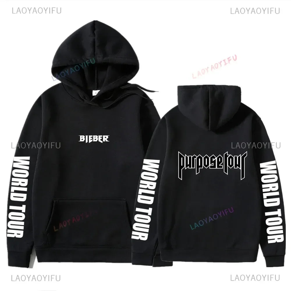 Hoodies Men Justin Bieber Purpose Tour fashion Print Hip Hop Streetwear Fleece Warm Hoody Men Women Pullover Hoodie Sweatshirt