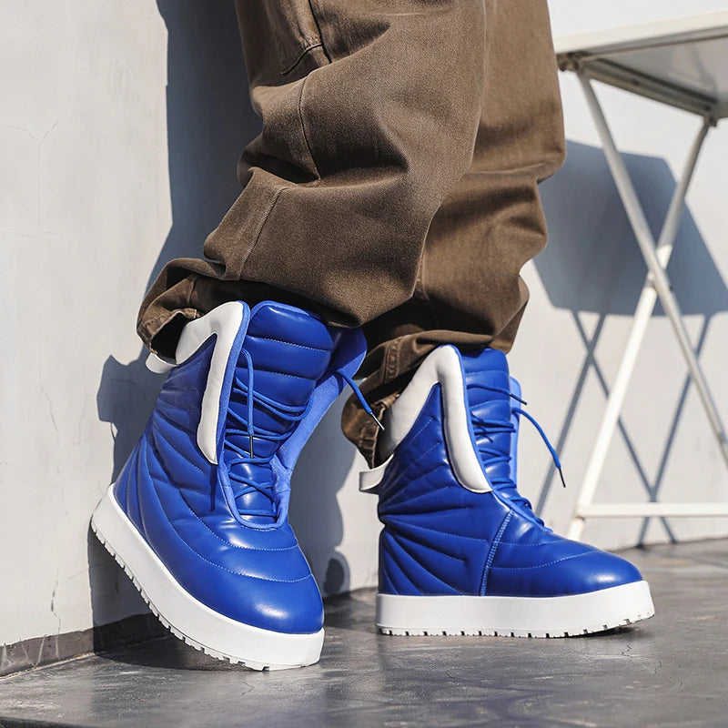 Men's high top sneakers for autumn and winter, thick, warm, versatile, trendy, bread shoes, casual sports shoes, snow boots