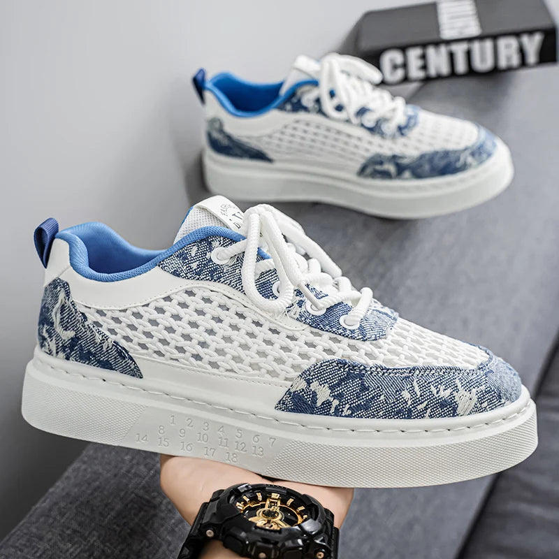 New Sneakers Casual Mens Designer Ethnic Style Board Shoes Fashion Fabric Breathable Increased Internal Flat Platform Shoes39-44