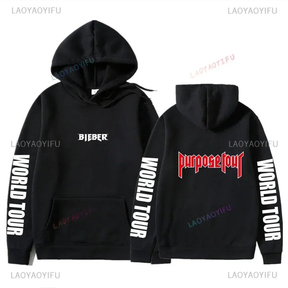 Hoodies Men Justin Bieber Purpose Tour fashion Print Hip Hop Streetwear Fleece Warm Hoody Men Women Pullover Hoodie Sweatshirt