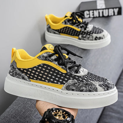 New Sneakers Casual Mens Designer Ethnic Style Board Shoes Fashion Fabric Breathable Increased Internal Flat Platform Shoes39-44