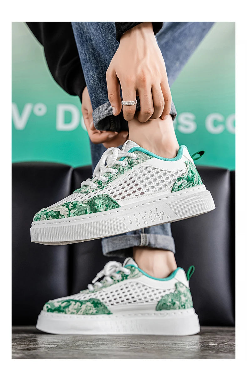 New Sneakers Casual Mens Designer Ethnic Style Board Shoes Fashion Fabric Breathable Increased Internal Flat Platform Shoes39-44