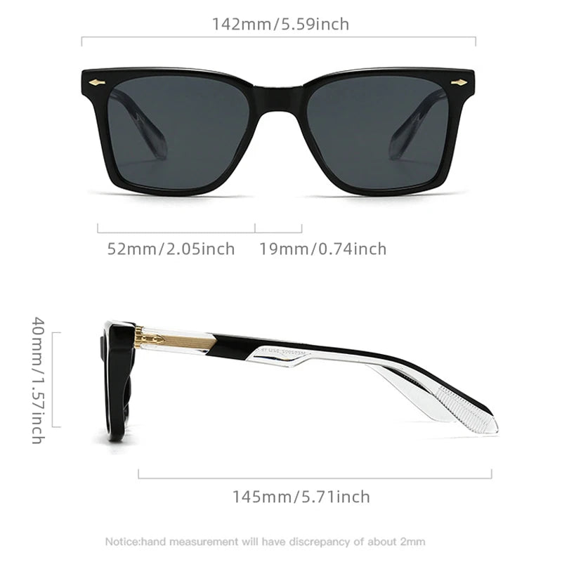 Luxury Square Sunglasses Men Women Retro Business Sun Glasses Male Daily Driving Travelling Shades UV400