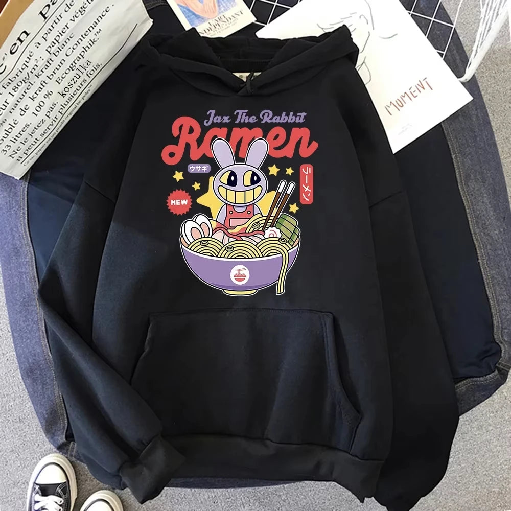 Hoodie Digital Circus Jax Ramen Fashionable and Fun Women Caine Pomni Hoodie Men Cute Rabbit Noodle Printed Hoodie