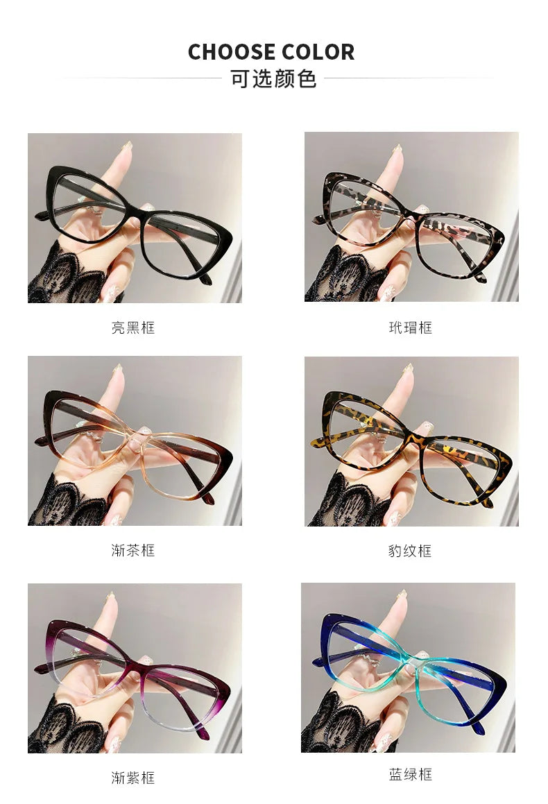 Fashion Ladies Reading Glasses Women Men Trendy Luxury Design Presbyopia Eyeglasses Cat Eye Anti-blue Light Eyewear for Female