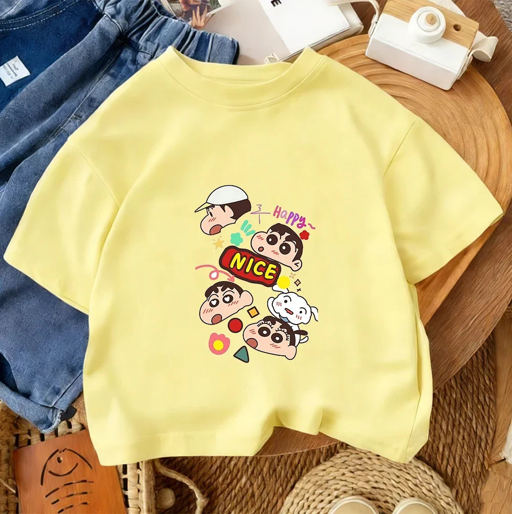 Summer Trendy Casual Tee Cute Cartoon Print tops