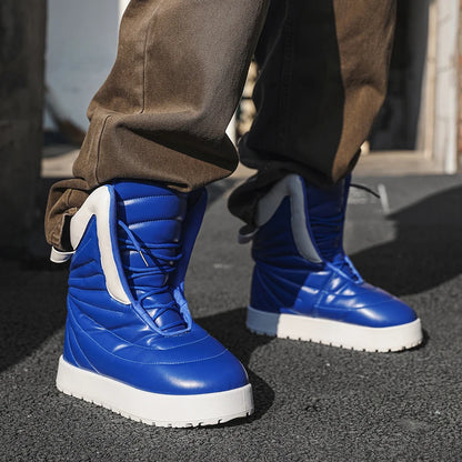 Men's high top sneakers for autumn and winter, thick, warm, versatile, trendy, bread shoes, casual sports shoes, snow boots