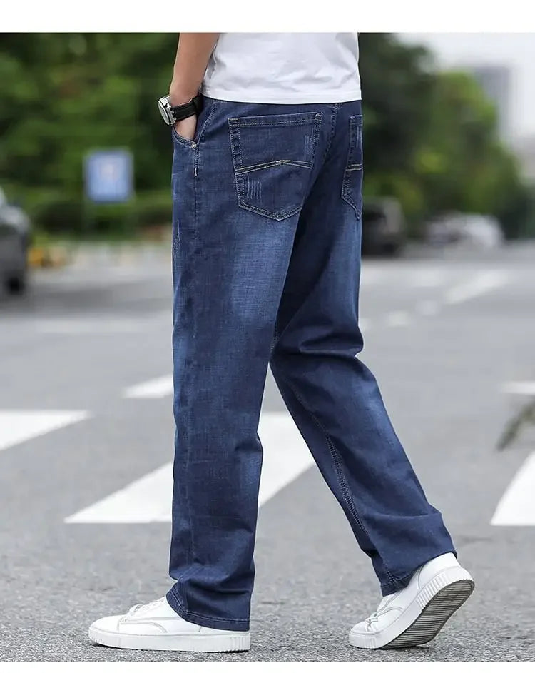Jeans Men's Summer Straight Leg Loose Large Leg Autumn Thick Wear-resistant Men's Casual Pants Korean Trousers