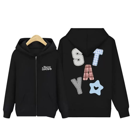 Hoodies STAY In Our Little House Zipper Hoodie Kpop Fashion Star Same Letter Print Sweatshirt High Quality Cotton Thick T Shirt