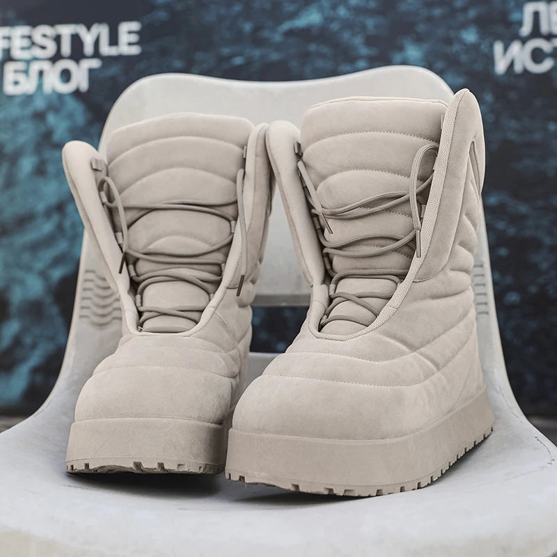 Men's high top sneakers for autumn and winter, thick, warm, versatile, trendy, bread shoes, casual sports shoes, snow boots